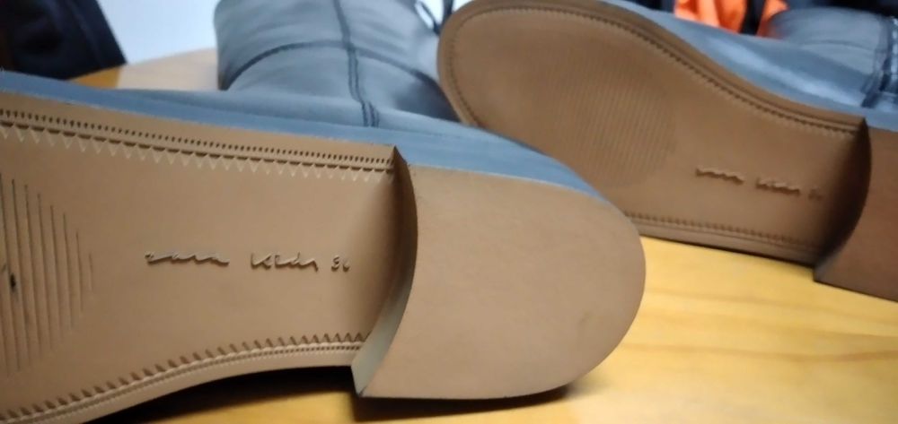 BAIXA PREÇO-Botas altas, em 100% pele, pretas, Zara, 36-NOVAS