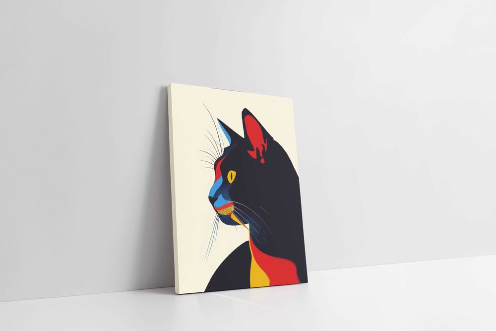 Obraz na płótnie "Geometryczny Kot w Abstrakcji" 60x80 cm