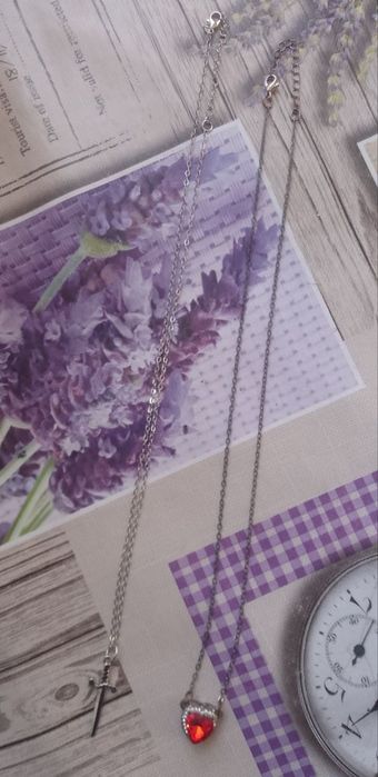 Подвески для пары Сердце и кинжал на цепочке