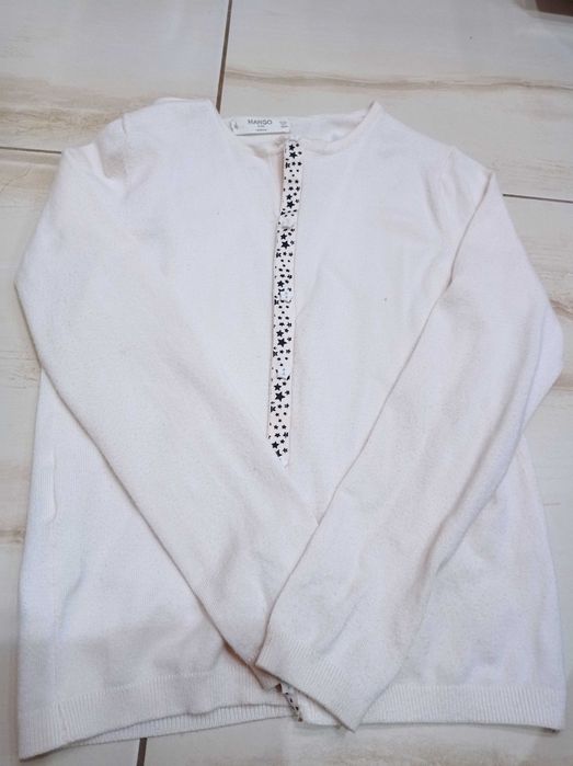 Sweterek bluzka bolerko Mango Kids rozm.140 biały kremowy komunia