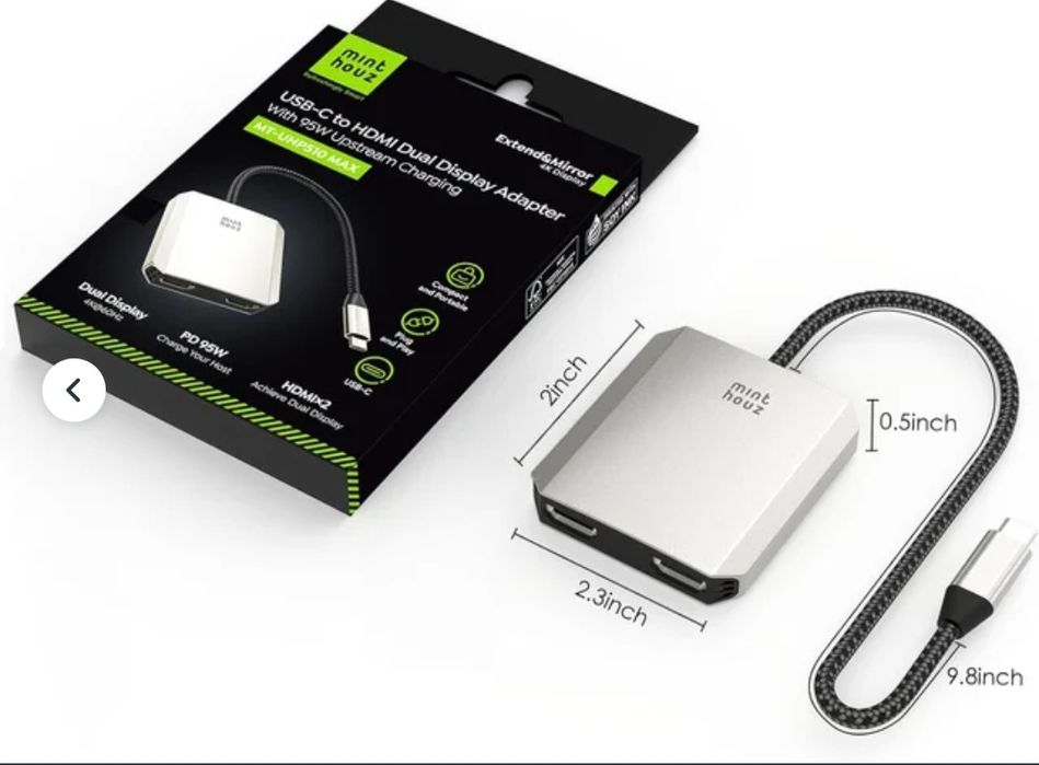 Hub, adapter USB-C do 2x HDMI, USB-A, typ C 95W PD