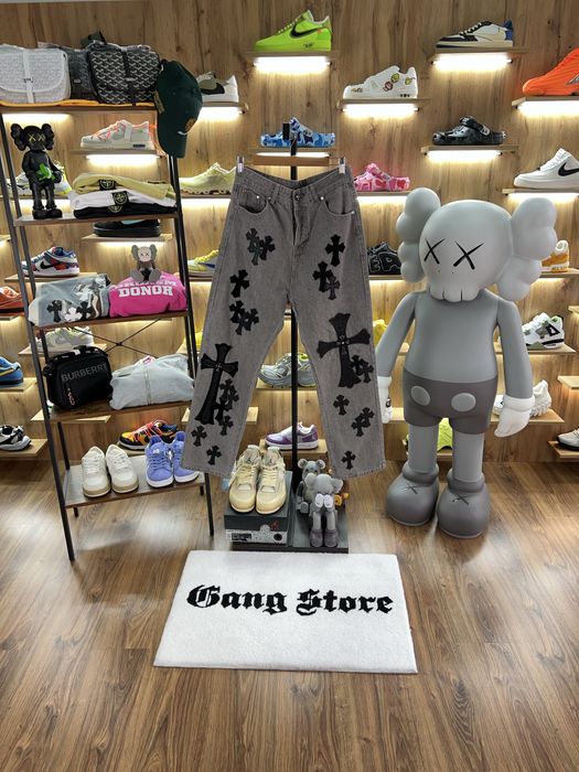 Джинси CHROME HEARTS Big Cross Patch Logo Grey