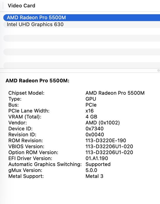 MacBook Pro 16 2019 8-Core i9 32GB RAM 512GB Radeon 4Gb