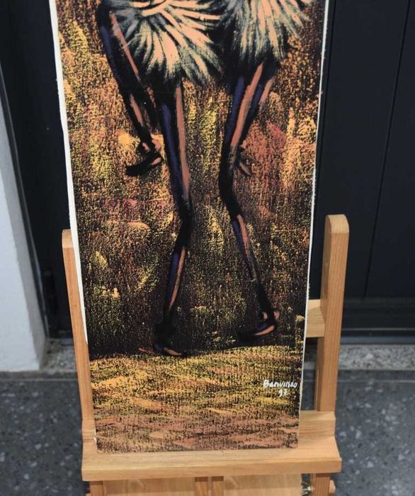 Quadro africano (Angola) pintado a tinta de óleo – Casal de dançarinos - 1997