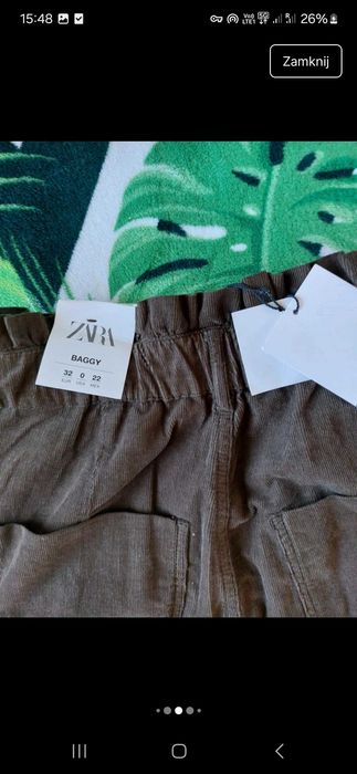 Spodnie baggy z ala zdobnego sztruksu Zara