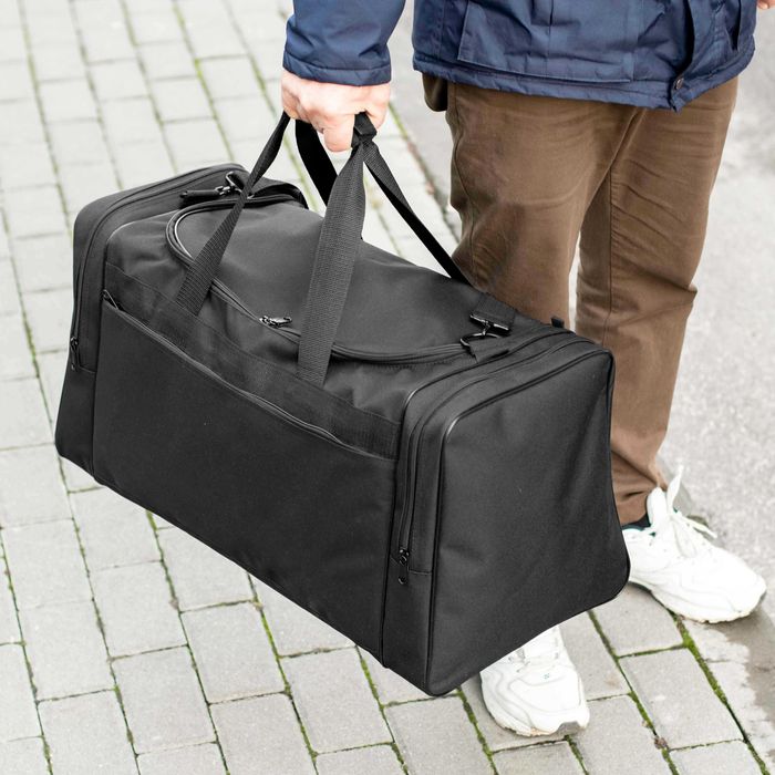 Чоловіча дорожня спортивна сумка Fat чорна тканинна на 60 літрів