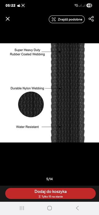 Wolfone zestaw czarna 5 metrowa gumowana smycz treningowa + bungee