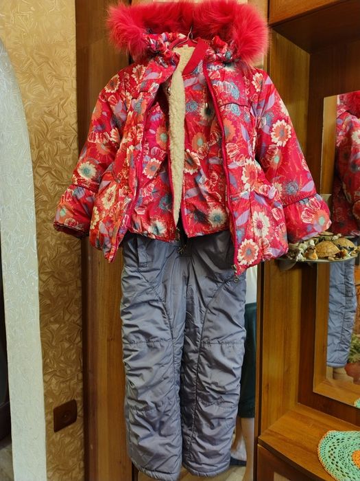 Теплий зимовий комбінізон 3 -ку на дівчинку