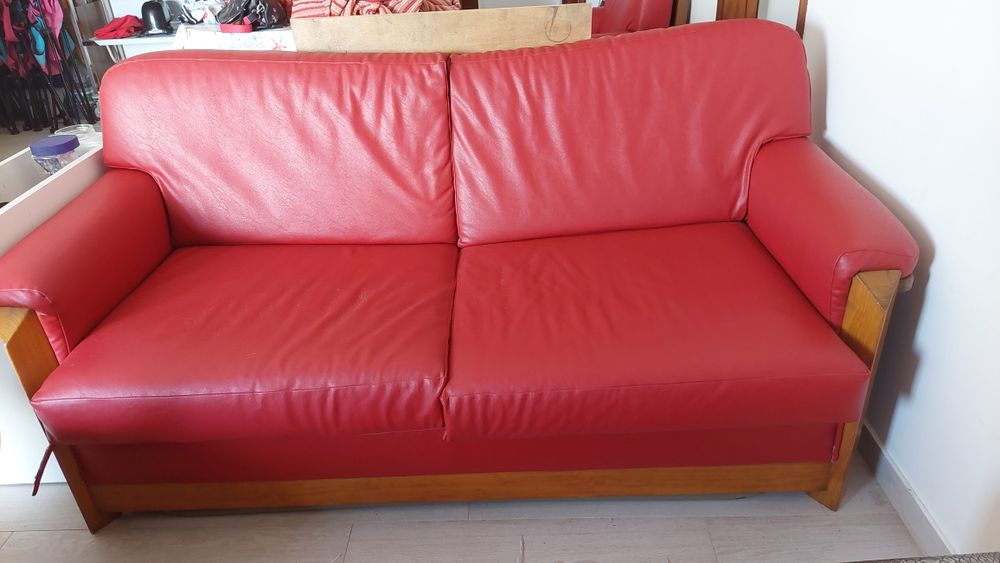 Conjunto de 3 sofás em pele