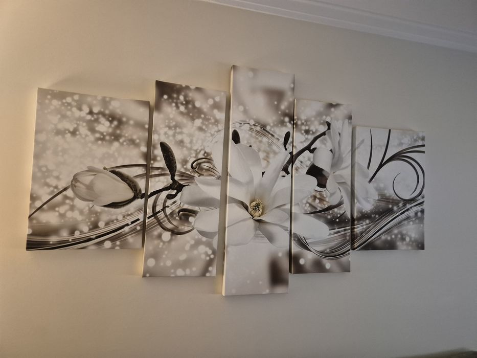 Lirio - 2 telas de 40x60 + 2 telas de 30x80 + 1 tela de 30x100 cm