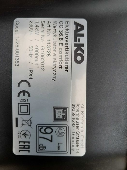 Wertykulator ALKO CC 36.8 E Combi Comfort