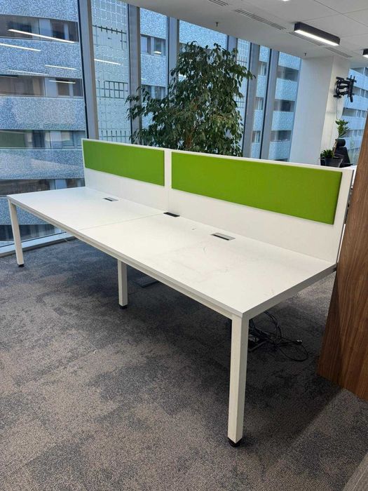 Biurko czterostanowiskowe białe 140x80 biurka bench biuro dom hotel