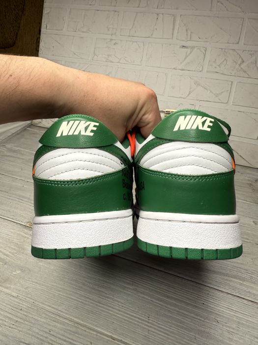 Крутые кроссовки nike dunk low off-white pine green