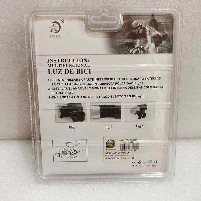 Lanterna de leds para bicicleta com luz branca frente e vermelha