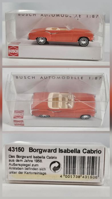 Busch 1/87 Borgward Isabella Cabrio 1958 Model 43150 Skala 1:87