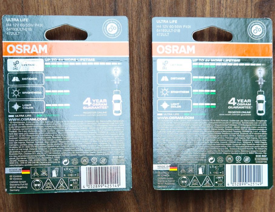 Żarówki samochodowe OSRAM H4 12V 60/55W 2szt.