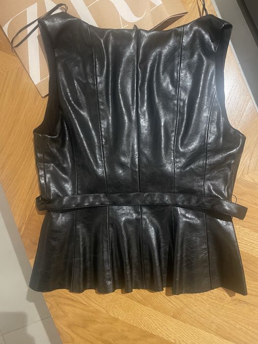 Zara top, bluzka ze sztucznej skóry Nowy