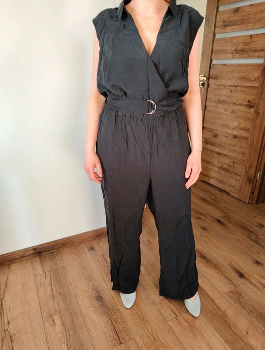 Kombinezon czarny 48 4XL Bonprix wiskoza