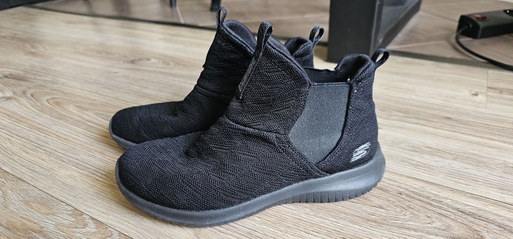 Skechers damskie czarne botki rozmiar 36 wkładka 23cm używane