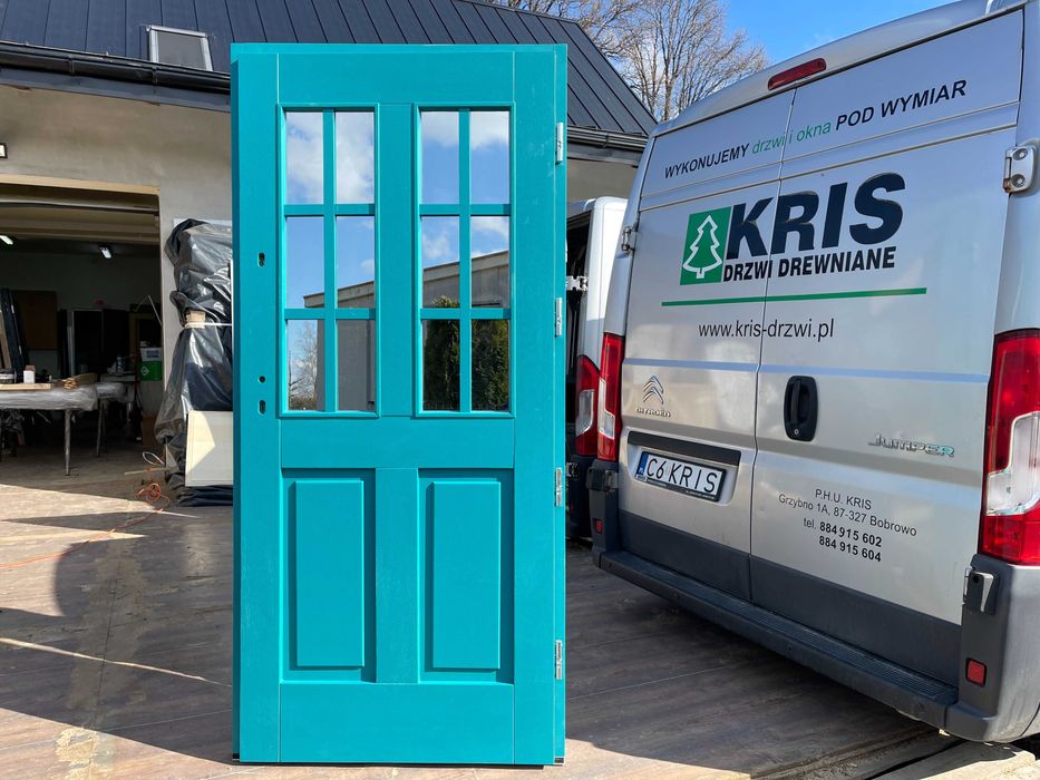 Drzwi Zewnętrzne drewniane białe CZYSTE POWIETRZE montaż CAŁA POLSKA