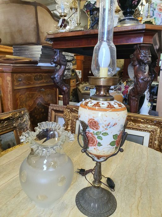 Lampa porcelana, mosiądz 66 cm