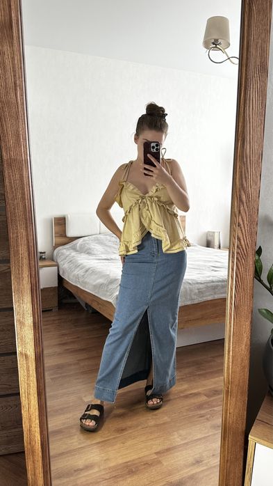 Блакитна максі спідниця з м‘якого деніму XS (JJXX)