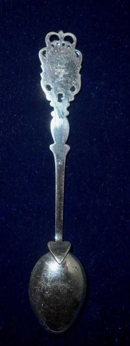 Colher antiga em prata de lei com esmalte azul Badgastein