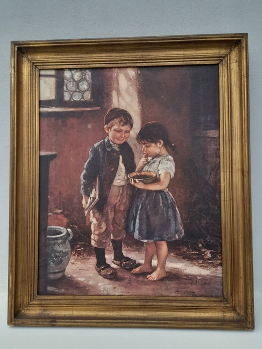 Quadro vintage "duas crianças "