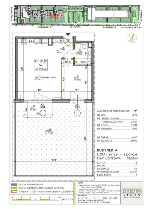 2-pokojowe mieszkanie 48m2 + ogródek
