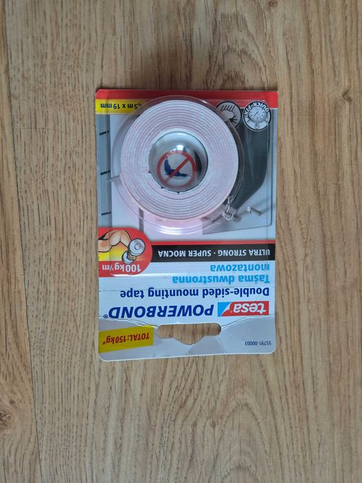 Dwustronna  taśma montażowa 1,5m x 19mm klejąca-TESA ULTRA STRONG