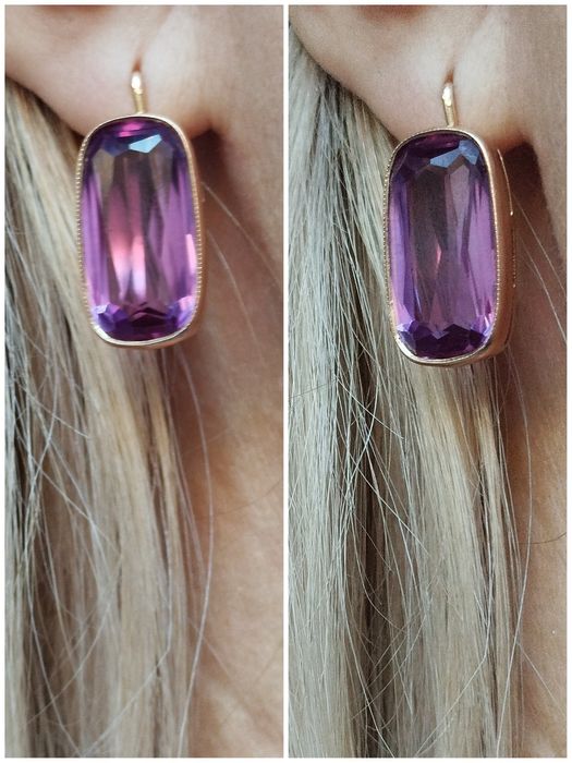 Золотые серьги с Александритом СССР Золоті радянські сережки