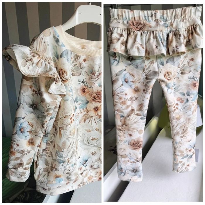 Dresy komplet dresów bluza legginsy falbanka marszczenie wiosna