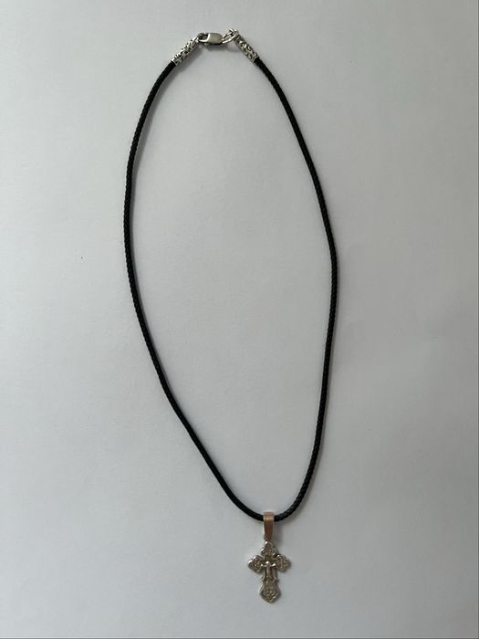 Срібний хрестик дитячий із шнурочком