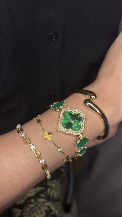 Conjunto verde colar e brincos
