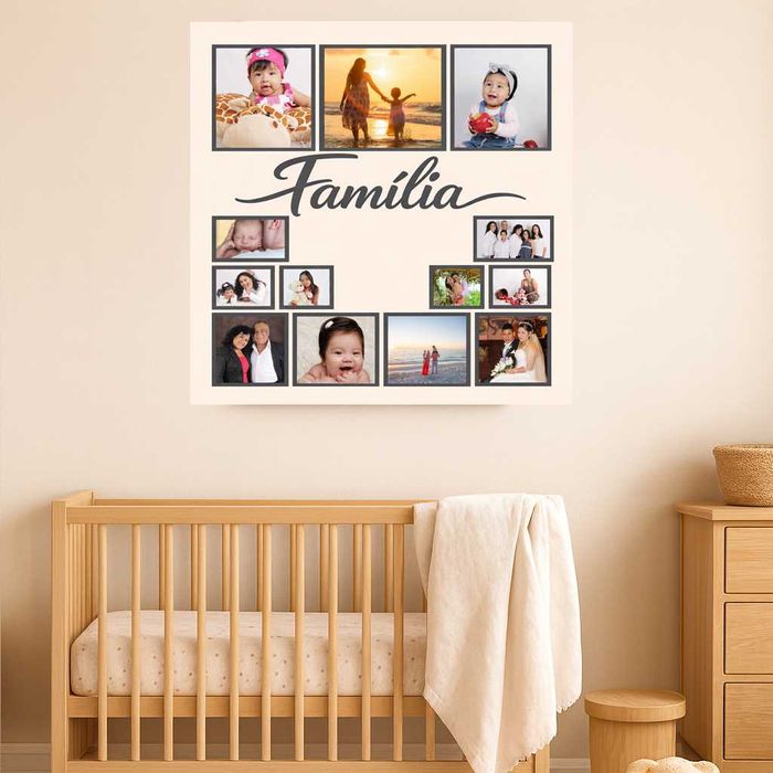 Family Photo Collage Canvas – Arte Personalizada com Pré‑visualização Antes da Impressão