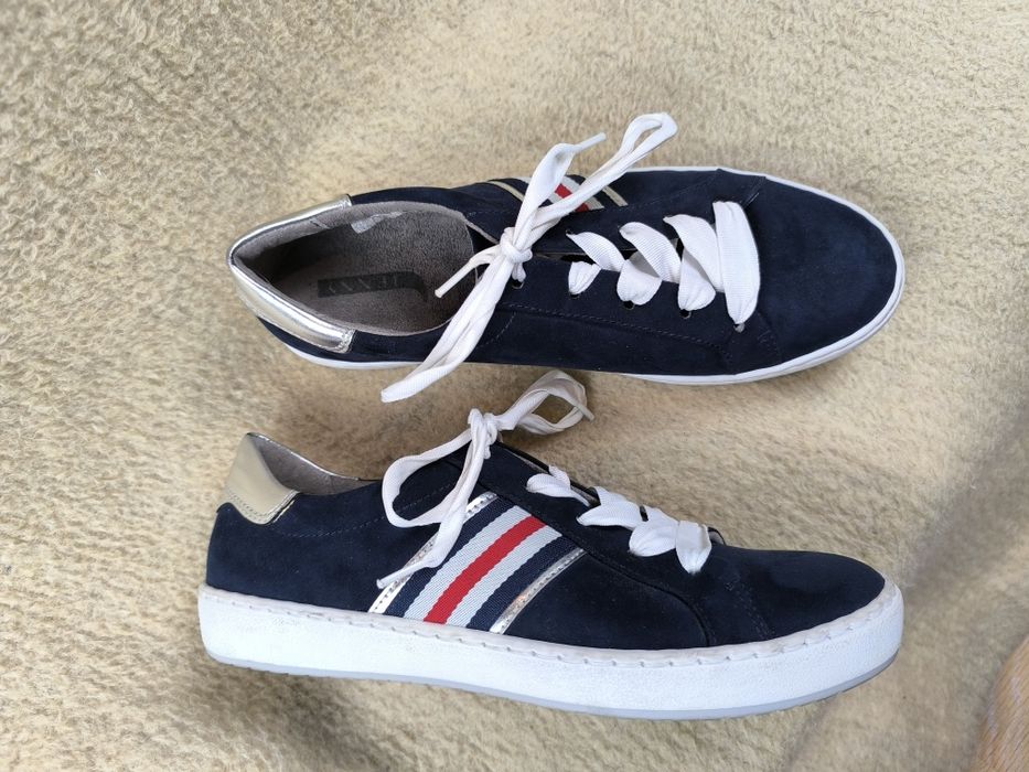 Granatowe zamszowe półbuty wiązane tenisówki Jenny 6