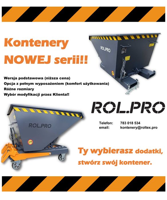 Kontener samowyładowczy/Koleba/Pojemnik do widlaka 1,5m3 NOWOŚĆ !!!