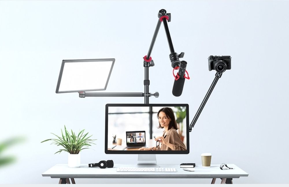 Neewer Dwuramienny Statyw Uchwyt Biurkowy Na Mikrofon Kamerę Oświetlen