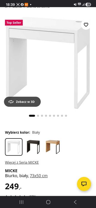 Używane biurko Micke Ikea