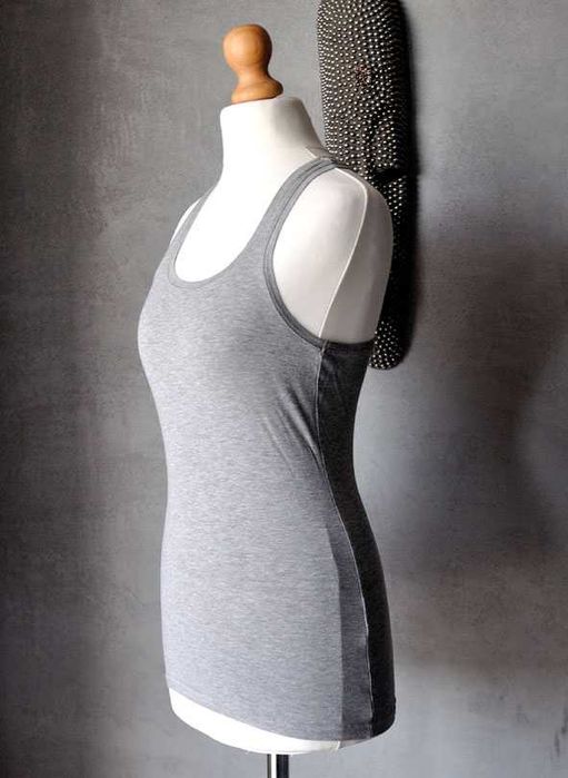 Tank top basic szarość melanżowa bawełna XS S