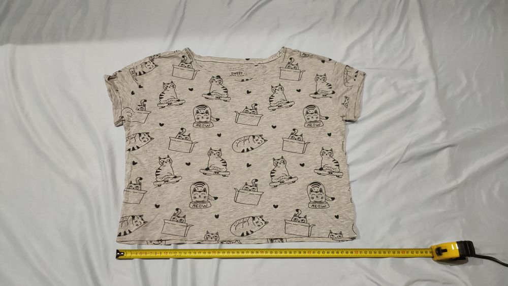 Szary T-shirt piżama koty kotki Sinsay S stan bardzo dobry