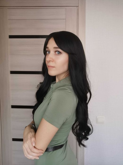 Nowa peruka czarna długie włosy na co dzień + czepek