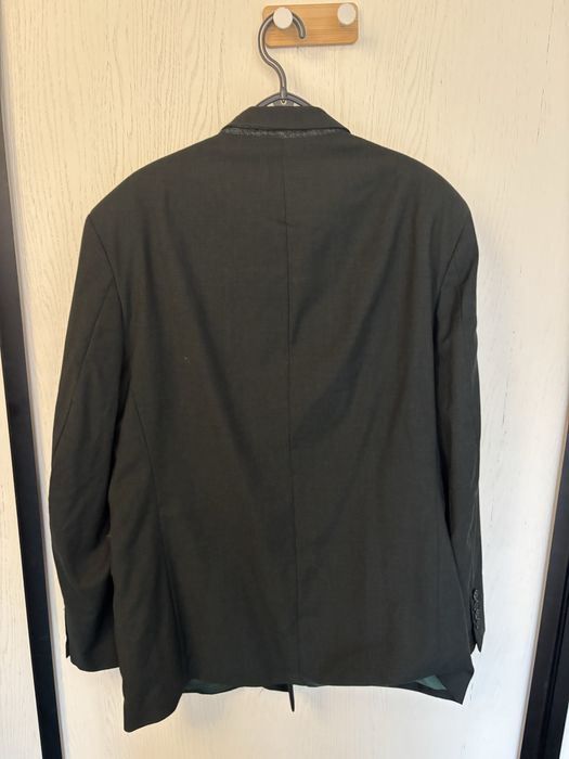 Hranatowo-szara dwurzedowa marynarka welniana styl vintage