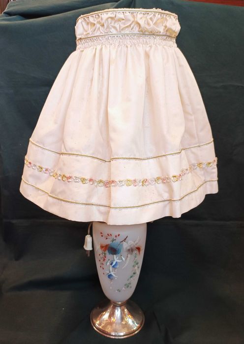 Candeeiro Mesa Vidro Base Prata