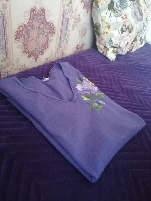 T-shirt jagodowy folk łowicki haft kwiaty