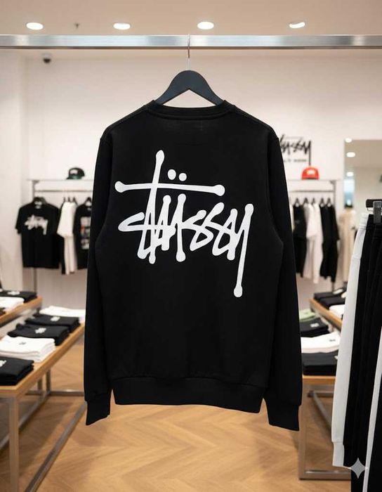 Черный Свитшот Stussy Basic