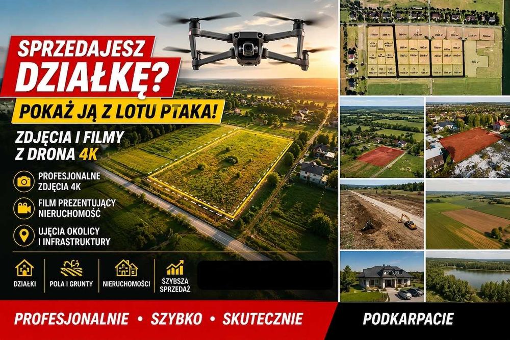 Zdjęcia i filmy z drona działek i nieruchomości i więcej.. Rzeszów | Podkarpacie