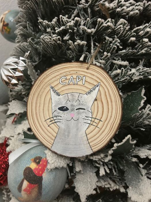 Personalização de Gatos - Rodela de Madeira