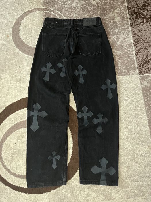 джинси в стилі Chrome Hearts Cross Patch Black Denim.