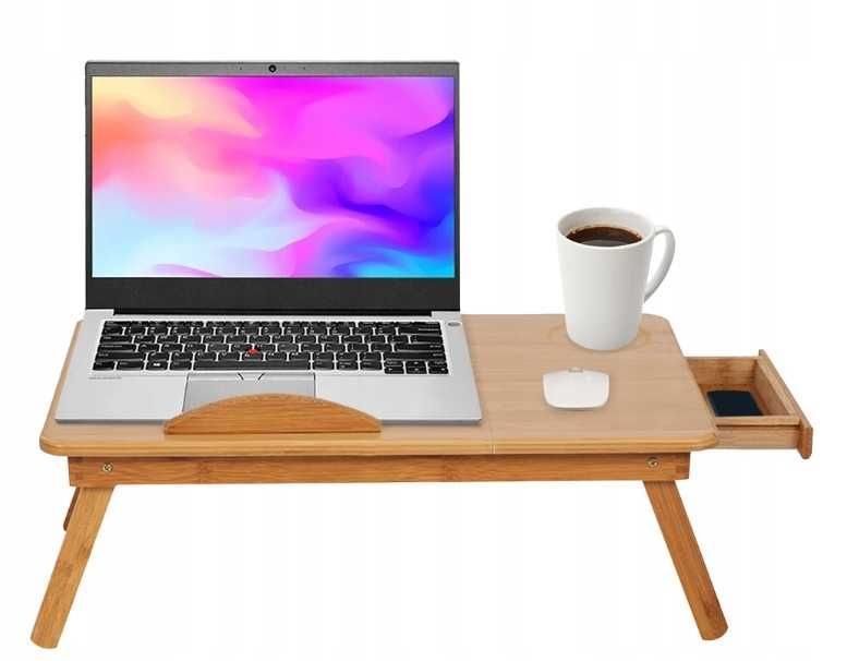 stolik pod laptopa do łóżka podstawka półka drewniany regulacowany